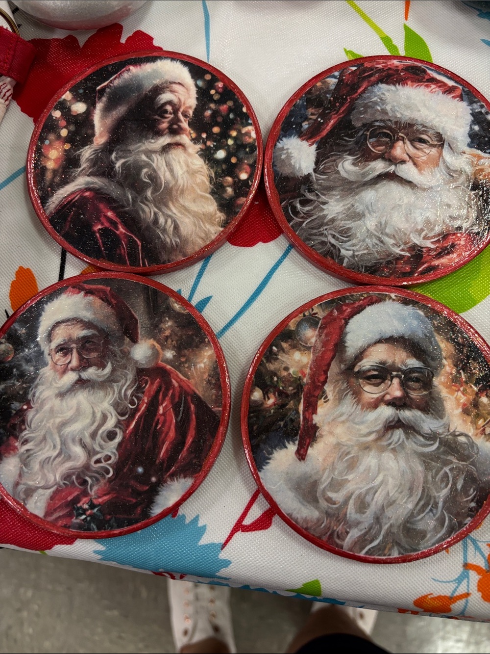 Classic Santa Claus Holiday Ornaments - Red coaster 4